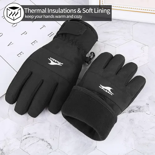 Vista 5 de Achiou Guantes de esquí para niños, guantes de nieve impermeables de invierno para niños, guantes de snowboard cálidos para pantalla táctil