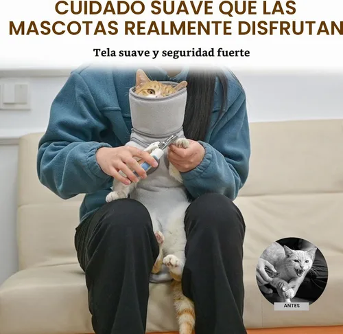 Vista 2 de BEAUTYZOO Hamaca de aseo para gatos para recortar uñas, eslinga de sujeción