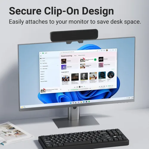 Vista 3 de Inwa - Altavoces de computadora para PC de escritorio, altavoces USB para monitor con clip, barra de sonido con cable para computadora portátil