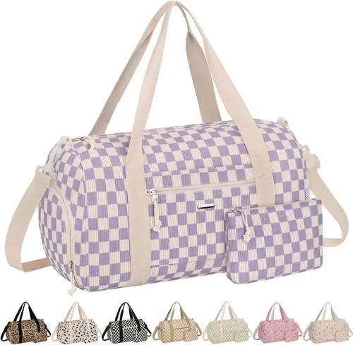 Vista 13 de Bolsa de gimnasio para mujer con compartimento para zapatos Fresa de pana beige