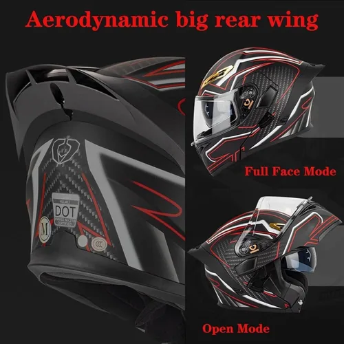 Vista 3 de Cascos de motocicleta modulares con Bluetooth de doble visera, aprobados por DOT FMVSS 218, casco de motocicleta abatible de cara completa