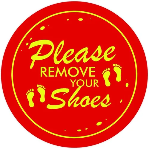 Vista 8 de All Quality Please Remove Shoes Circle Wall Door Sign - Negro (Pequeño)