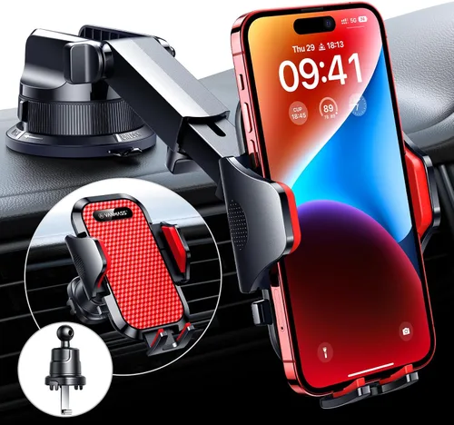 Vista 10 de VANMASS [Verdad Grado Militar] Soporte para teléfono de coche [Mejor succión y clip] Soporte para teléfono celular para salpicadero, rejilla