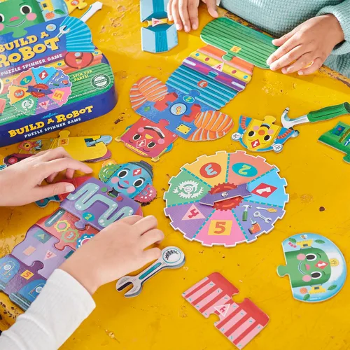 Vista 4 de eeBoo Juego de Ruleta Construye un Robot, Combina Números Simples con Diversión, 3 Años en Adelante.