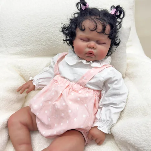 Vista 2 de Angelbaby Muñecas de Bebé Reborn de Niña Negra de la Vida Real de 24 Pulgadas, Muñeca de Niña Pequeña Reborn Afroamericana Grande de Silicona Suave
