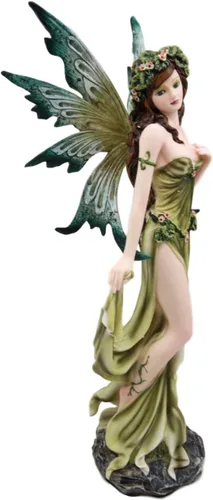 Vista 4 de Ebros Earth - Figura de hada elemental de la Señora de Gaia, pulgar, flora y fauna, escultura de fantasía, 11.25 pulgadas de alto, mitos y leyendas