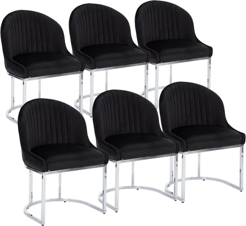 Vista 14 de Juego de 2 sillas de comedor de terciopelo, sillas de comedor tapizadas con patas de metal dorado, sillas auxiliares modernas para cocina, sillas