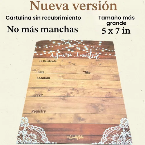 Vista 3 de 25 invitaciones rústicas y 25 sobres para bodas, despedidas de soltera, cumpleaños, compromisos, despedidas de soltera. Este estilo rústico