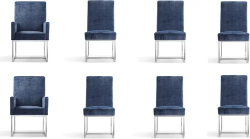 Vista 11 de Manhattan Comfort Element Mid Century - Silla de comedor tapizada moderna, juego de 6, color azul