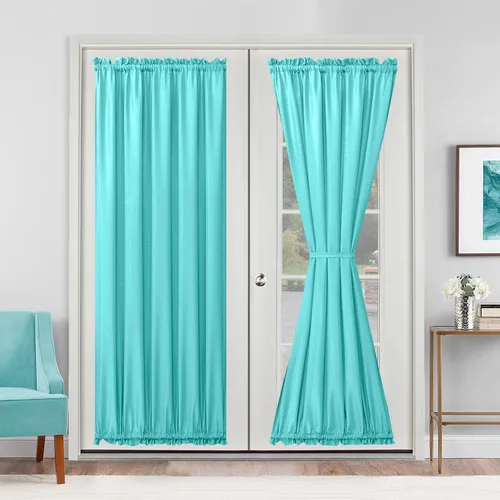 Vista 92 de Cortinas para puerta francesa, color aguamarina, 24 pulgadas de ancho x 40 pulgadas de largo, 1 panel Bolsillo para barra, semitransparente