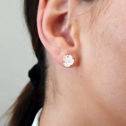 Vista 99 de Aretes de piedra preciosa natural en bruto con oro rosa sobre plata de ley 925, 6 a 0.276 in, regalo de piedra de nacimiento de calidad genuina