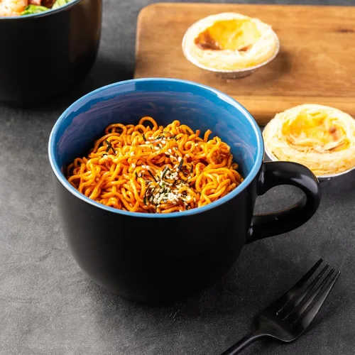 Vista 4 de GBHOME Tazas de sopa jumbo con asas, juego de 4 tazas de café grandes de 24 onzas, cuencos de sopa de cerámica para café, cereales, aperitivos