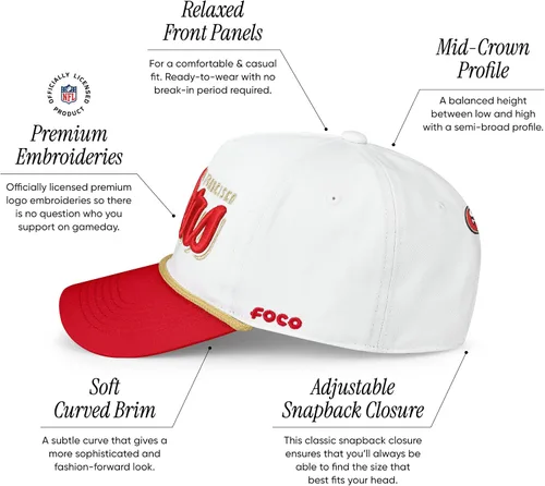Vista 3 de FOCO Gorra con logotipo del equipo de la NFL para hombre con script Monty