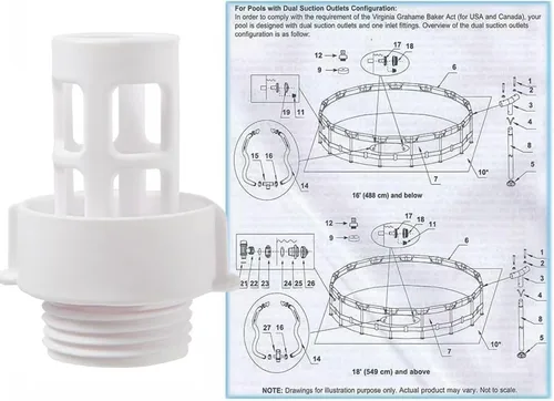 Vista 3 de Conector de tapón de drenaje de manguera de jardín para número de pieza de modelo intex 10184