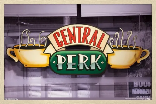 Vista 7 de Trends International Friends - Póster de pared de Central Perk, 14.725 x 22.375 pulgadas, versión enmarcada de madera de granero