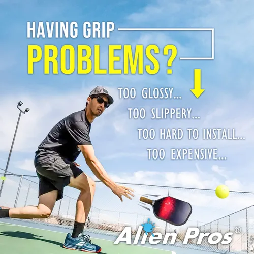 Vista 2 de ALIEN PROS Pickleball Overgrip (paquete de 4) con crestas para un mejor control de agarre, cinta de agarre de pickleball precortada y seca al tacto