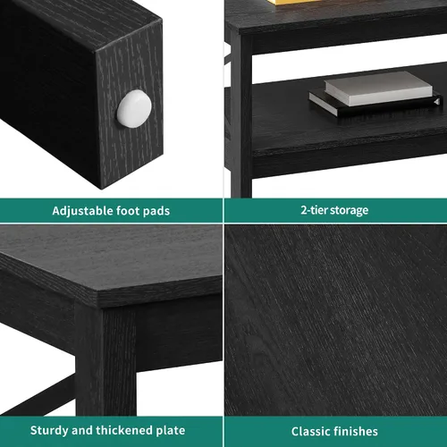 Vista 6 de YITAHOME Mesa de centro para sala de estar, mesa de café moderna de estilo granja con almacenamiento, mesa de centro de 2 niveles, mesa de acento