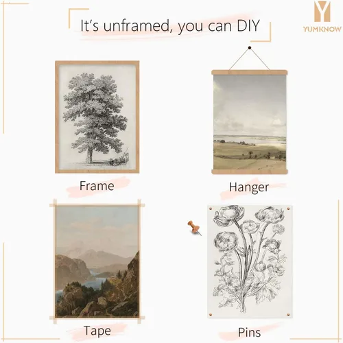 Vista 7 de Decoración de Pared de Campo Francés Rústico - Cuadro de Baño de Boho Art Deco Victoria - Póster de Cocina Moderna de Granja - Juego de Paisaje