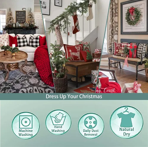 Vista 6 de LORDTEX Cortinas navideñas con estampado de ciervos y nieve para sala