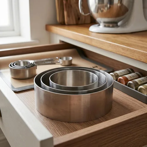Vista 4 de Juego de anillos redondos grandes para tartas, cortador de galletas de 4/6/8 pulgadas, molde circular para panqueques de acero inoxidable, anillo
