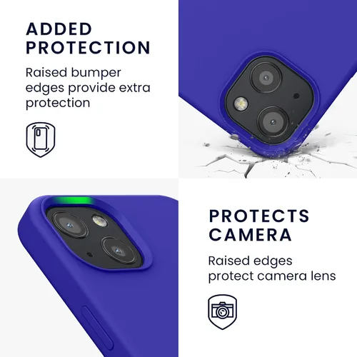 Vista 3 de kwmobile Funda compatible con Apple iPhone 13, funda de silicona TPU con acabado suave, color azul báltico