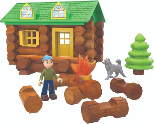 Vista 2 de Lincoln Logs - Juego de construcción en la ruta - 59 piezas - Troncos de madera real - Edades 3+