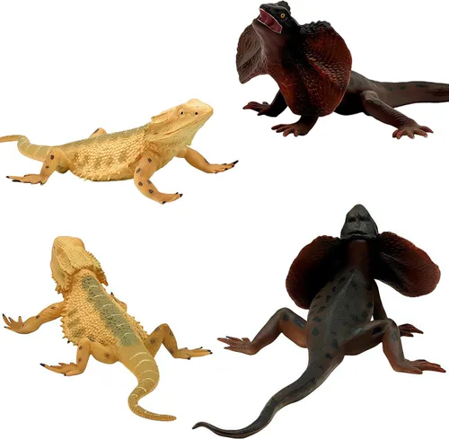 Vista 6 de Gemini&Genius Juguetes de lagarto, figuras de lagarto de dragón barbudo, regalo de accesorios de broma, juego aterrador, divertido adorno de pastel