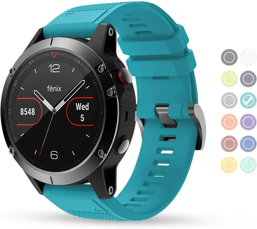 Vista 8 de Correa de reloj compatible con Fenix, correa de reloj Garmin de 0.866 in, silicona suave, repuesto para Fenix 5/5 Plus/6/6 Pro/7/Forerunner Negro