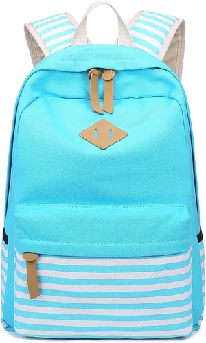 Vista 2 de Abshoo - Mochila de lona a rayas, mochilas de adolescentes para niñas, mochila escolar