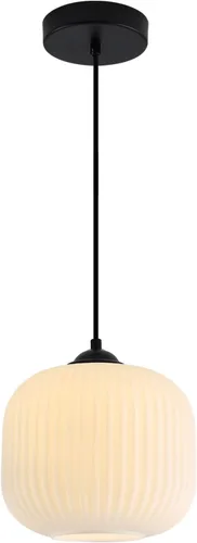 Vista 8 de Luces Colgantes Modernas de Mediados de Siglo para Isla de Cocina, Lámpara Colgante Grande de Vidrio Lechoso Acanalado, Accesorio de Iluminación