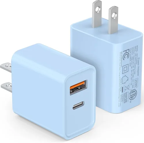 Vista 11 de [Paquete de 2] Adaptador de doble puerto de carga rápida USB C de 20 W Blanco