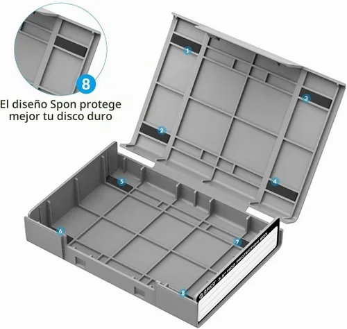 Vista 4 de ORICO PHP35 - Funda protectora para disco duro de 3.5 pulgadas con función antiestática, a prueba de golpes y polvo, estuche de almacenamiento