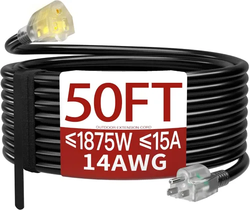 Vista 66 de Cable de extensión corto de 16/3 de 1 pie, cable de extensión negro flexible y duradero, cable de alimentación de 3 clavijas para interiores