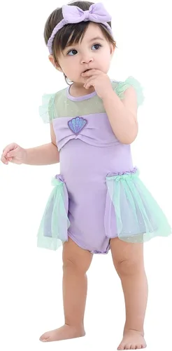 Vista 5 de Vestidos de princesa para niñas pequeñas, disfraz de mameluco para cumpleaños, Navidad, Halloween con diadema de 0 a 18 meses