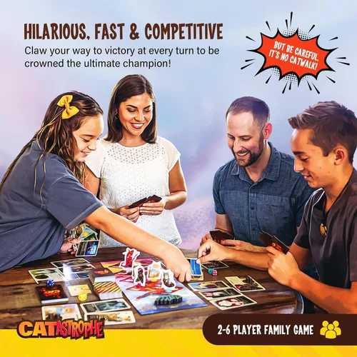 Vista 2 de CATastrophe Un Juego de 9 Vidas El Juego de Mesa Perfecto para la Noche Familiar y Amantes de los Gatos A partir de 10 años 2-6 Jugadores