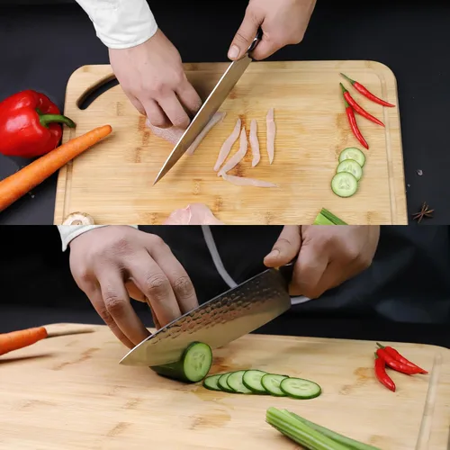 Vista 5 de SHIKARI Cuchillo de chef – Cuchillo japonés de 8 pulgadas con espiga completa VG-10 de acero de Damasco – Cuchillo de chef profesional con mango