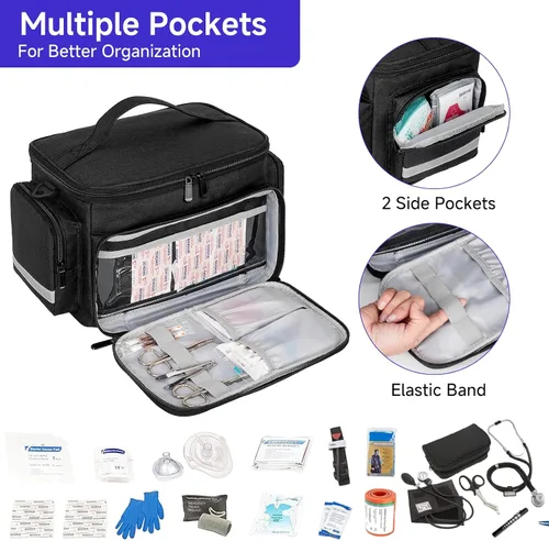 Vista 4 de LEFOR·Z Bolsa Médica, Bolsa de Primeros Auxilios Vacía, Almacenamiento para Enfermera de Salud Doméstica, Caja Organizadora de Botiquín