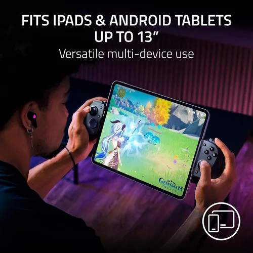 Vista 3 de Razer Kishi V3 Pro XL Gaming Controller for iPad & Android Tablets up to 13": Full Sized TMR Thumbsticks - Dual Back Buttons - Wired & Remote Play