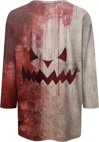 Vista 122 de Camisetas personalizadas para mujer, a la moda, casual, de séptima manga, estampada, cuello redondo, camiseta