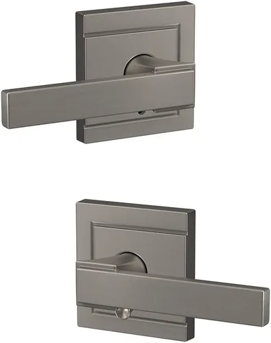 Vista 2 de Schlage Custom FC21 NBK 619 ULD Northbrook - Manilla con moldura Upland para pasillos, armarios y baños (níquel satinado)