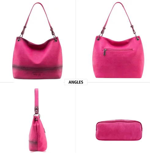 Vista 94 de Wrangler Hobo - Bolsas para mujer de cuero vegano con asa superior, bolsos de hombro y bolsos