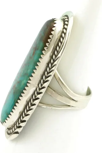 Vista 5 de Navajo Ring .925 plateado turquesa montaña artista Talhat C.80's, Plata de ley 925, plata 925, piedra preciosa, metal, Turquesa