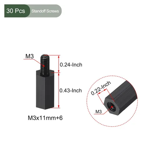 Vista 2 de YOKIVE 30 tornillos de separación M3, separadores hexagonales de nailon para PCB con alto efecto de aislamiento, mantiene la altura consistente