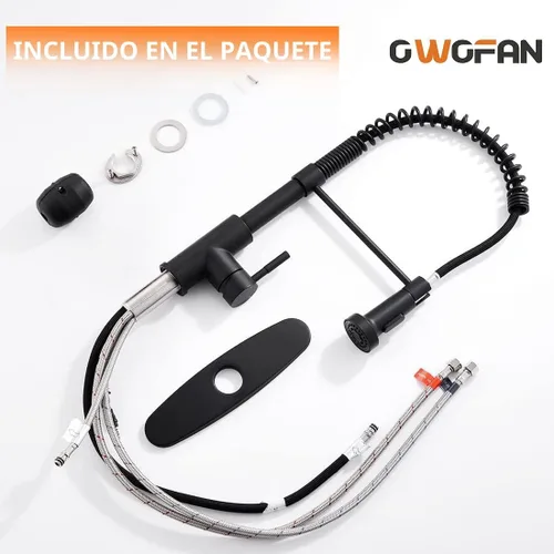 Vista 9 de Grifos de cocina con rociador de latón sólido con níquel de cepillado industrial, de una sola manija, grifo para granja, campamento, lavandería.