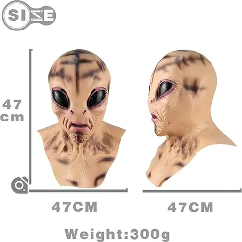 Vista 7 de Máscara de alienígena de látex para disfraz de cabeza completa, disfraz extraterrestre para Halloween, carnaval, fiesta de disfraces