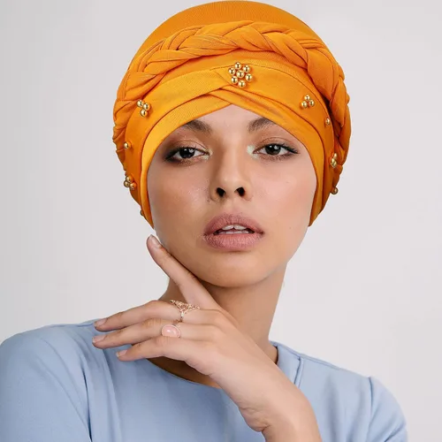 Vista 6 de 6 Pieces African Women Turban Cap Headscarf Beanie Twisted Braid Wrap Headwrap