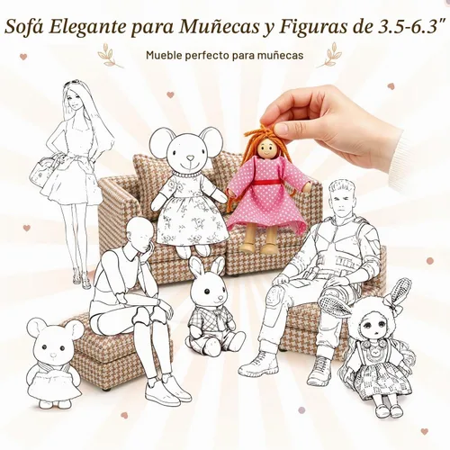 Vista 4 de iLAND Muebles de Casa de Muñecas Sofá Seccional en Miniatura para Decoración de Casa de Muñecas Compatible con Accesorios a Escala 1/12, Sofá