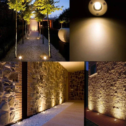 Vista 6 de Luces de pozo de iluminación de paisaje, bajo voltaje al aire libre en tierra, 5 W 12 V-24 V, impermeable, luz blanca cálida de 3000 K para jardín