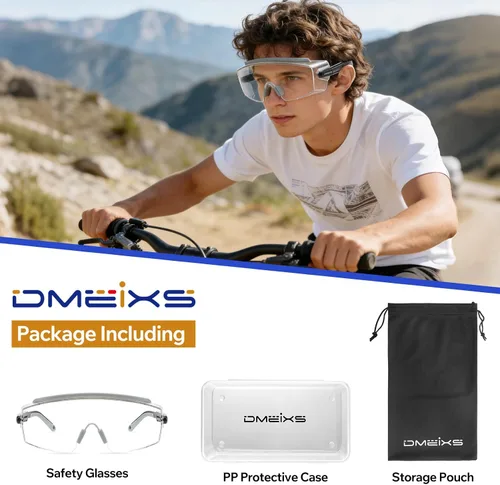Vista 7 de Paquete de 2 lentes de seguridad para colocar sobre gafas con lente antivaho y arañazos, lentes de seguridad ANSI Z87.1, patillas ajustables