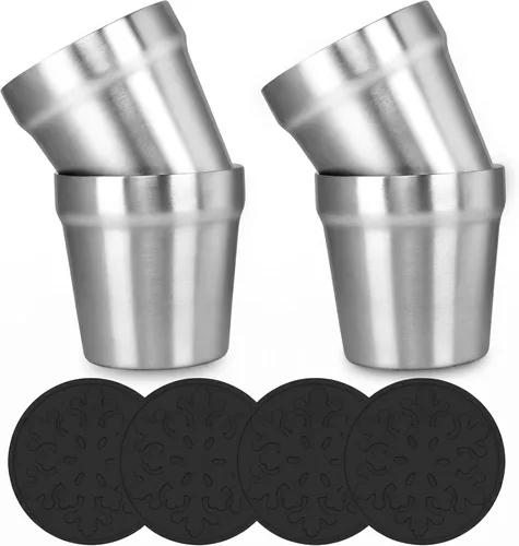 Vista 9 de Youda Vasos aislados de acero inoxidable de doble pared (juego de 2) apilables, taza de café/taza de té/vasos de cerveza enfriadores, ideales